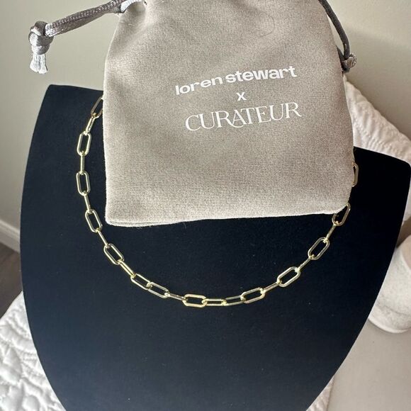 NEW $200 Loren Stewart CURATEUR Layered Bracelet Toggle 15”Gold Plate Paperclip - Picture 4 of 5